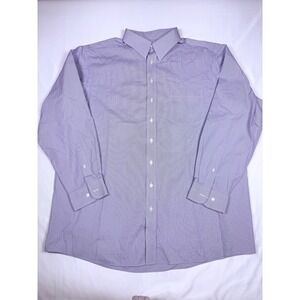 Roundtree Yorke Gold Label Men's Tall 19 36 37 Blue Check Non Iron Dress Shirt